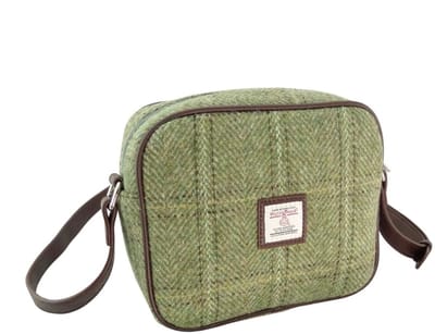 Schoudertas Almond Groen Visgraat - 19x21x7 - Harris Tweed - Glen Appin of Scotland