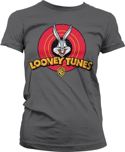 Looney Tunes Distressed Logo Girly T-shirt voor dames, donkergrijs