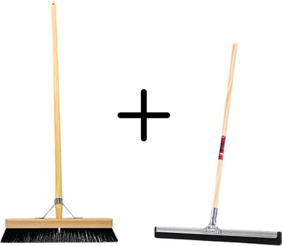 Synx Tools Paardenhaar 40cm + Vloertrekker 35cm met Steel 120cm - Kamerveger – Vloerreiniger – Moppen – Zachte binnenbezem met steel 160cm