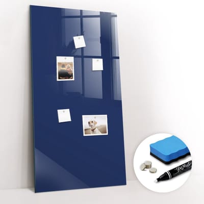 Tulup Whitebord - Kleur Marineblauw Magneetbord - 60 cm x 120 cm - Magnetisch Bord Kind - Stylish Memo Board - Magneetbord Rechthoekig - Planning Muur - Gratis 5 Sterke Magneten + Whiteboard Marker & Wisser - Magnetisch Wandbord - Magnet Board