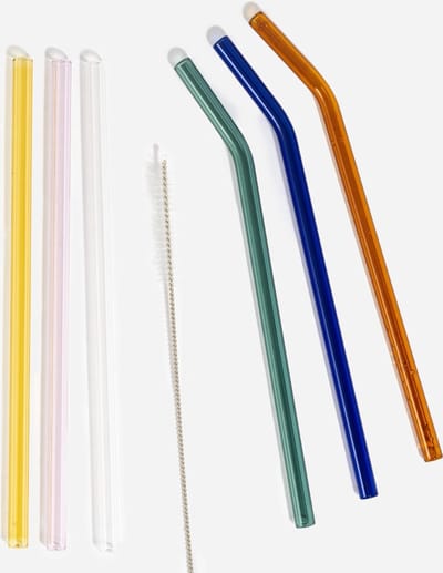 Herbruikbare Glazen Rietjes Gekleurd - 6 Stuks - Cocktail Rietjes - Duurzaam - Herbruikbaar - Reinigingsborstel - Geel - Roze - Transparant - Oranje - Blauw - Groen