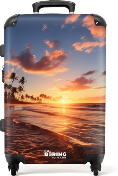 NoBoringSuitcases.com® - Koffer groot - Rolkoffer lichtgewicht - Zee bij zonsondergang - Reiskoffer met 4 wielen - Grote trolley XL - 20 kg bagage