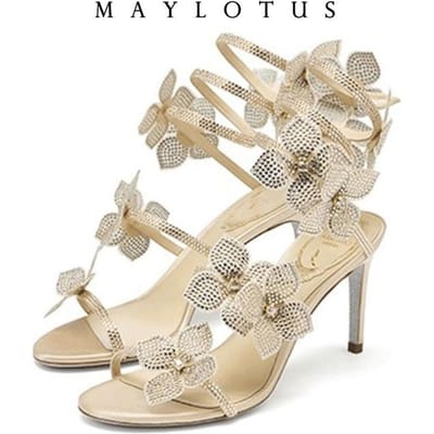 Dames Nieuwe Schitterende Kristallen Zomerschoenen Kwastje Kristallen Schoenen Sexy Banketfeest Dubbele Stiletto Dames Grote Sandalen 39 beige