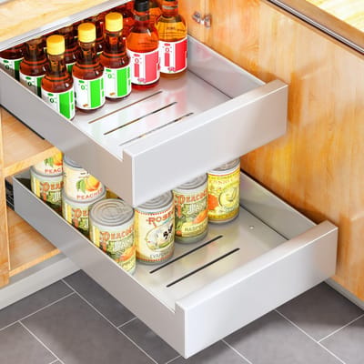 La'Moussawi ® Veelzijdige Uittrekbare Lade Organizer voor Keukenkasten met Eenvoudige Installatie wit, 30 cm b x 53 cm d x 8 cm h