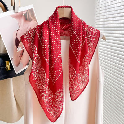 Sjaal vierkante sjaal van 70x70 cm voor dames - Landelijke stijl - Nekbeschermende sjaal - Dunne driehoekige hoofdsjaal/sjaal-Stijl 3