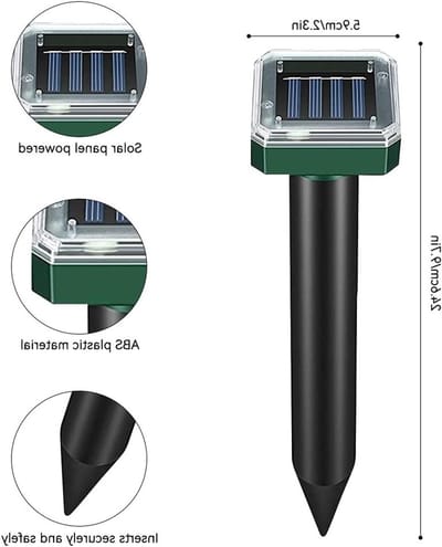 Ultrasone Solar Mollenafschrikker Set van 4 - Waterdichte Mollenbestrijding en Gopher Hoses