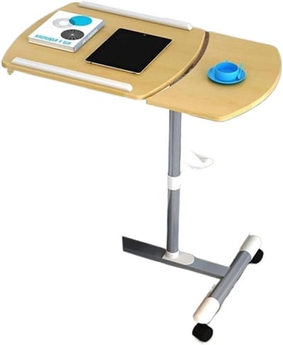 Bedtafel met Wielen - Laptoptafel Bureau - Eten en Werken - In Hoogte Verstelbaar - 71x40cm - Wit