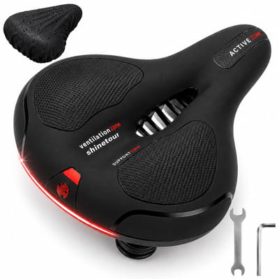 Brixy Ergonomisch Fietszadel - Incl. Zadelhoes - Gelpads & Vering - Reflecterend - Ventilerend - Unisex - Zwart