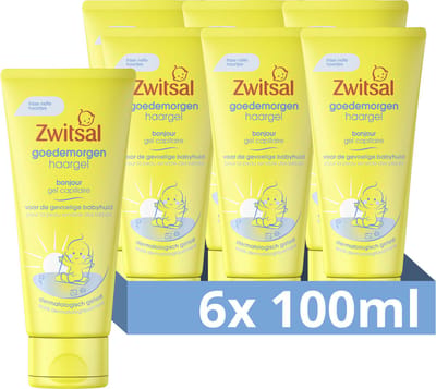 Zwitsal Haargel - Goedemorgen - huidvriendelijke pH en dermatologisch getest, voor de gevoelige babyhuid - 6 x 100 ml
