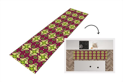 Keukenloper - Loper keuken - Patroon - Versiering - Groen - 200x50 cm - Keukenloper vinyl
