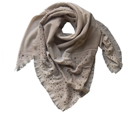 Khaki Tignes sjaal- Effen sjaal met stoere studs - damessjaal- mooi op blazer en blouse te dragen- zachte sjaal