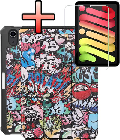 Hoes - Geschikt voor Apple iPad Mini 7 (2024) - 8.3 inch - 7e Generatie - Met Screenprotector - Trifold Bookcase - Hard Cover Case - Met Uitsparing Geschikt voor Apple Pencil - Hardcover Book - Tablet Hoesje - Graffity