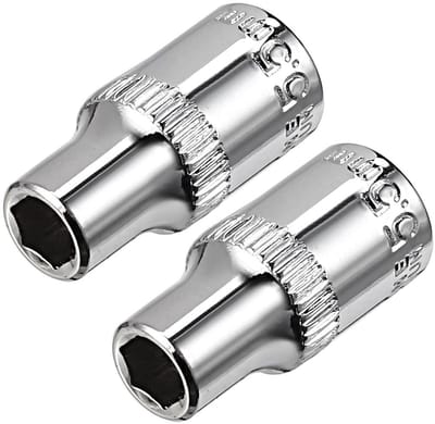 Dailygoody - Ondiepe Socket - 6-Point - Hoogwaardig Chroom-Vanadiumstaal - 1/4-Inch Drive - Auto Reparatie - 2 Stuks - Metrisch