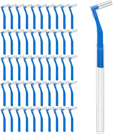 Interdentale Borstels - Tandenborsteltjes - Mondhygiëne Verbeteren - L-vormig Hoekontwerp - 50 Stuks - Blauw