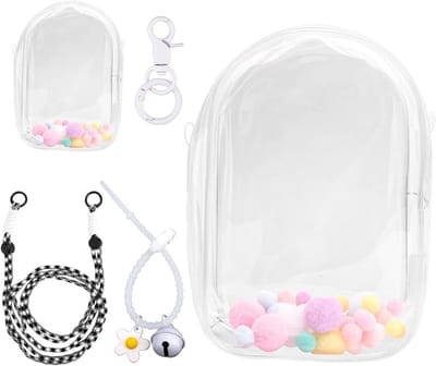 Transparante Displaykoffer voor Pluchen Pop - PVC Draagbare Opbergtas - Beschermhoes met Sleutelhanger Accessoires - Geschikt voor 15/17cm Poppen - Wit.