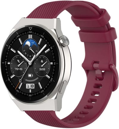 Strap-it Luxe siliconen smartwatch bandje - geschikt voor Huawei Watch GT 1 / GT 2 / GT 3 / GT 3 Pro / GT 4 46mm / GT 5 & 5 Pro (46mm) / GT 2 Pro / GT Runner / Watch 3 (Pro) / Watch 4 (Pro) / Watch Ultimate - wijnrood