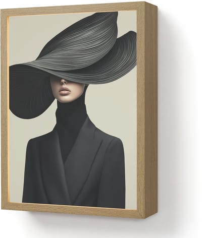 Wandlamp 30x40 cm - Oplaadbaar - Zwart - Vrouw - Hoed - Wandlampen binnen woonkamer - Slaapkamer lamp - Decoratieve nachtlamp - Vloerlamp draadloos