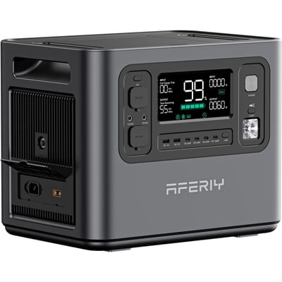 AFERIY P210 Draagbare Energiecentrale 2400W 2048Wh LiFePO4 Batterij 13 Uitgangen, Snelladen, App-bediening, Mobiele Stroomvoorziening voor Buiten Kamperen zwart