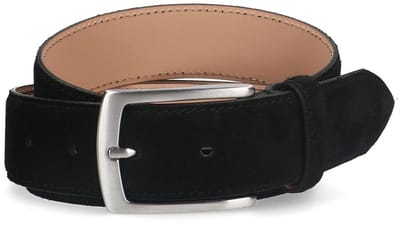 Manfield - Heren - Zwarte suède riem - Maat 85