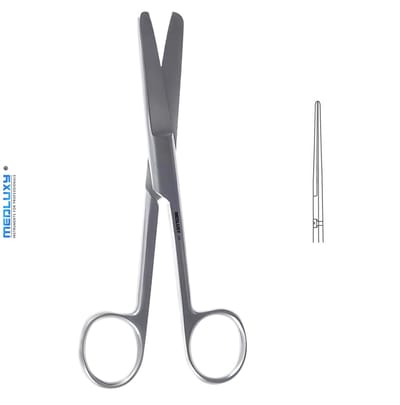 MEDLUXY® - Verbandschaar - Stompe punt (stomp/stomp) - 15 cm - Professionele Kwaliteit - Rechtshandig - (Verpleegkundige Schaar, Chirurgische Schaar, EHBO, Verpleegkunde)