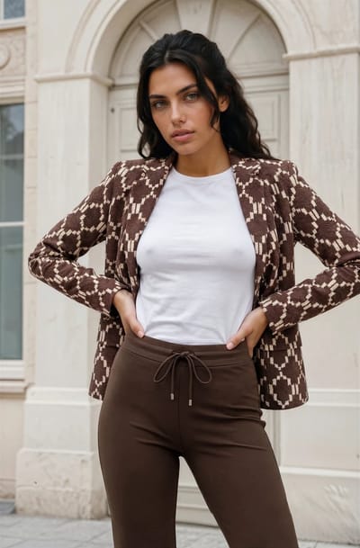 MI PIACE - Travel Blazer Ikat Print 202015 Espresso - Maat : S