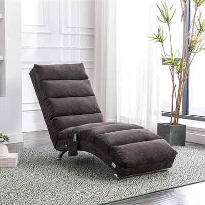 Ontspannen ligstoel - Lounge bank - Volledige ondersteuning - Zachte trillingsfunctie - 148x55x84cm - Donkergrijs