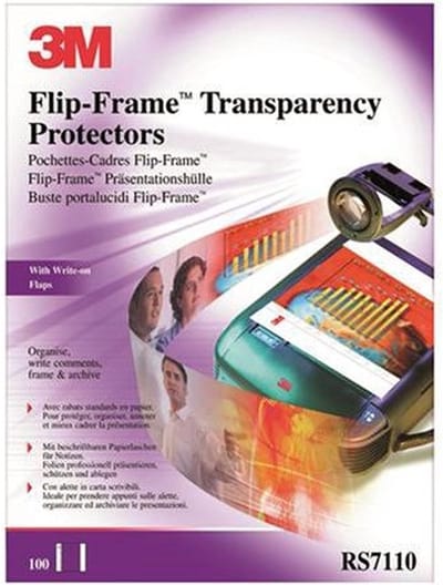 3M Flip Frame Professionele beschermhoezen transparant 100 stuks RS 7110 - A4-formaat, met ringband perforatie
