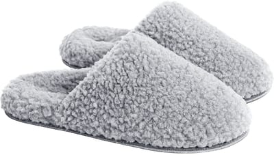 ATTREZZO® Pantoffels Dames - Sloffen - Maat 36/37 - Grijs - Fluffy