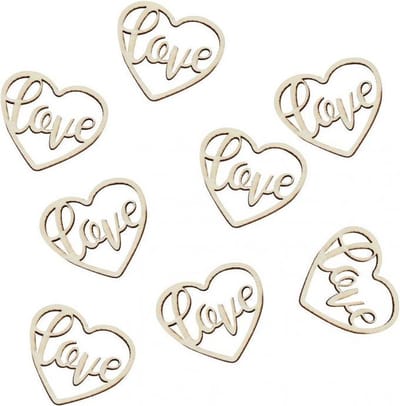 Confetti hout Love hart 24 stuks