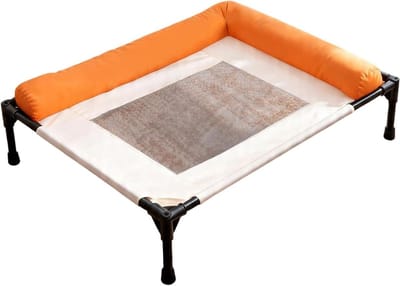 Huisdier Kampeerbed - Verhoogd Hondenbed - Buiten Ontspannen - Verbeterde Luchtcirculatie - 67 cm Lengte - Oranje