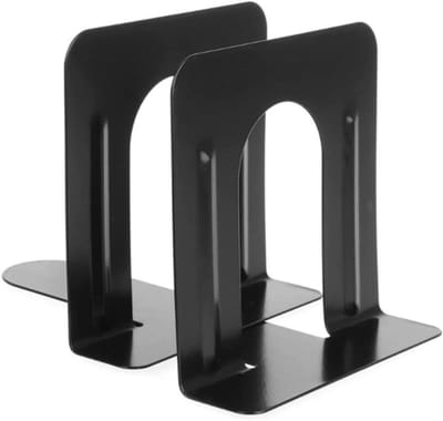 Boekensteunen Metaal - Boekenhouders Bureau - Boeken Organiseren - Antislip Onderkant - 12x12cm - Zwart