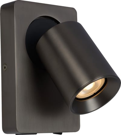 Lucide NIGEL - Bedlamp / Wandlamp - LED Dim to warm - GU10 - 1x5W 2200K/3000K - Met USB oplaadpunt - Antraciet