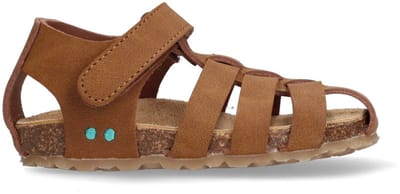 BunniesJR 225404-713 Jongens Platte Sandalen - Cognac - Imitatieleer - Klittenband