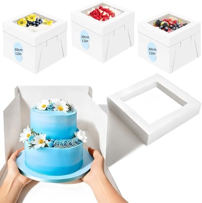 Set van 5 Kartonnen Taartdozen met Venster - 30x30x30cm - Ideaal voor Gebak en Taarten