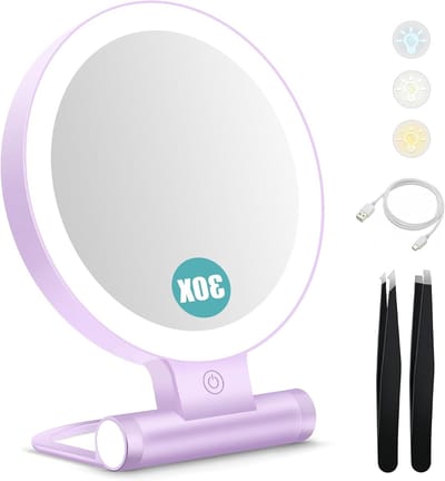 Verlichte Make-up Spiegel met Dimbare Verlichting, Dubbelzijdige Tafel Spiegel voor Perfecte Make-up en Verzorging