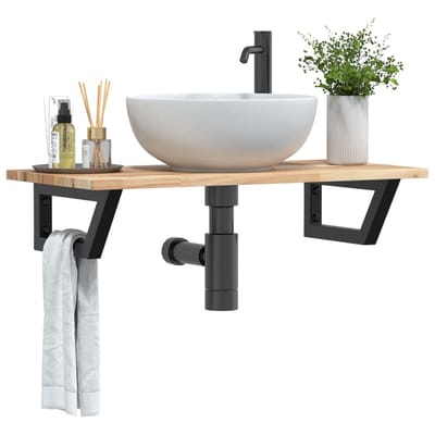 vidaXL - Badkamer - wandschap - staal - en - massief - acaciahout