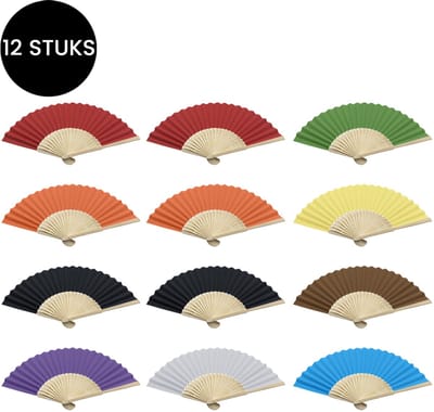 Purepeak Handwaaier Set 12 Stuks - 35 x 21cm - Spaanse Waaier - Handwaaier - Festival