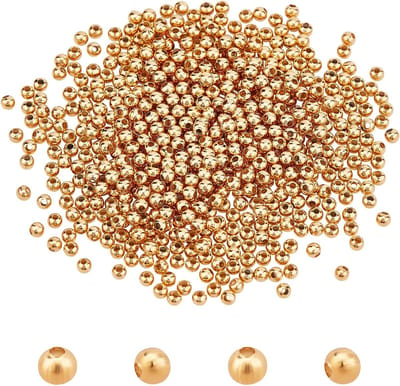 500 stuks gouden 304 roestvrijstalen kralen, ronde afstandhouder, metalen kralen, kleine gladde kralen voor het maken van sieraden, diameter van ongeveer 3 mm