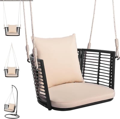 Comfortabele PE-Rotan Hangstoel voor Buiten met Dikke Kussens - Tuin of Balkon