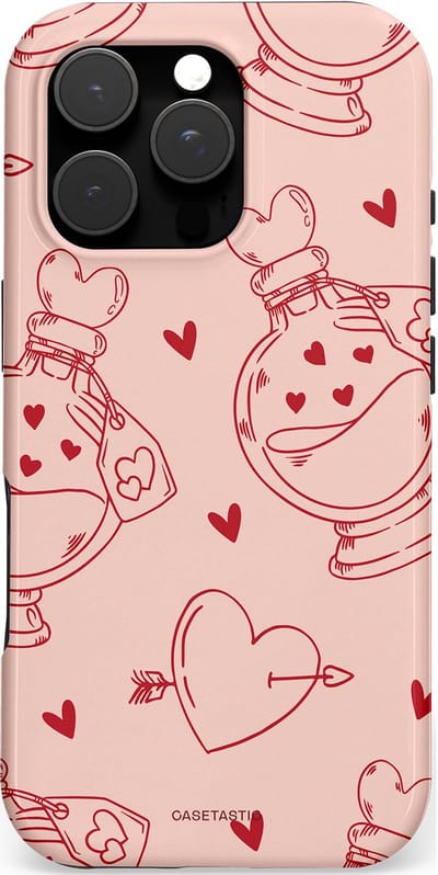 Casetastic hoesje geschikt voor Apple iPhone 16 Pro - MagSafe - Dubbellaagse bescherming - Zoete Liefdesflirt - Roze Rood - Pafrum - Love You - Valentijn - Fashion Case - Perzik Zand Koraal