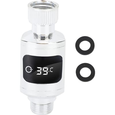 Douchethermometer Roestvrij staal Waterdicht LED Digitaal display Kraanwatertemperatuurmeter black