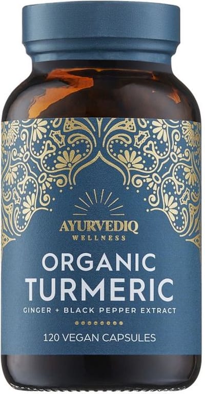 Curcuma Capsules - BIO Organic - Turmeric - Ayurvediq - Curcumine - Kurkuma Biologisch - met gember en zwarte peper extract - 120 stuks