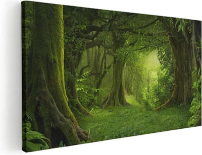 Artaza Canvas Schilderij Bos - 40x20 cm - Klein - Wanddecoratie Natuur - Muurdecoratie Bomen - Schilderijen Op Canvas Landschap
