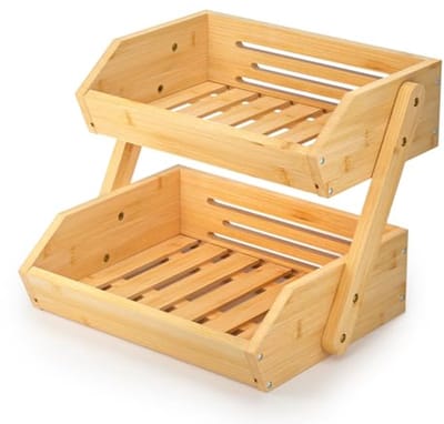 2-Tier Bamboe Fruit Mandhouder – Duurzaam en Functioneel