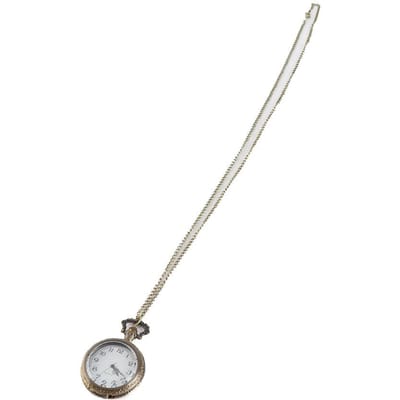 Retro Klap Type Unisex Legering Eenvoudig Quartz Analoog Zakhorloge Ketting Sieraden white
