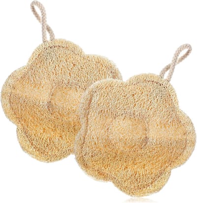 Natuurlijke lufa-spons voor lichaamsreiniging, scrub-douchespons voor gezicht en rug, 2 stuks (17 x 14 cm)