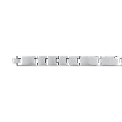 Slate - Stalen schakelarmband 21 cm - Glanzende platte brede schakels