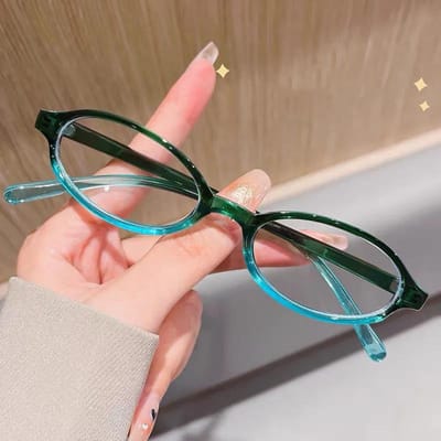 Y2K Dames Retro Ovale Bril Meisjes Rood Groen Montuur Glas Oogwerk Decoratieve Computer Blauw-blokkerende Bril Zeezicht Rijden -2.0