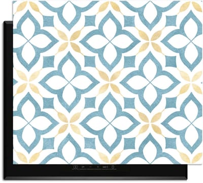 KitchenArt - Deep Floral Cross - Inductie Beschermer - 65x52 cm - Kookplaat Beschermer - Luxe Afdekplaat Inductieplaat - Anti-slip & Oprolbaar - Beschermmat Inductiekookplaat