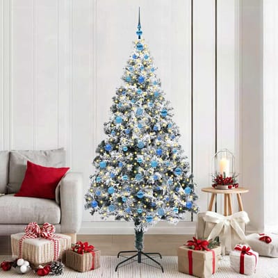 vidaXL - Kunstkerstboom - Wit - 210 - cm - PVC - en - Staal - en - Kunststof